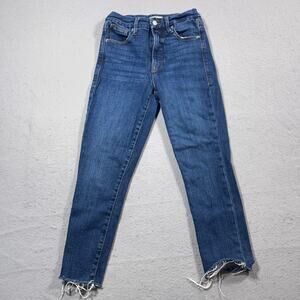 Good American High Rise Straight Leg Jeans in Medium Blue